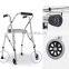 Dual wheel walk aid with seat Aluminum alloy frame plastic caster two-wheeled walker
