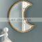 home decoration brass metal frame glass moon mirror wall hanging