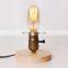 Edison Bulb Table Lamp Wood Base With Switch Desk Lamp