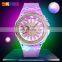 rotating flower dial SKMEI 1536 wrist watch women quartz watch with transparent case strap