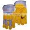 White Cotton Back Full Palm Working Leather Gloves