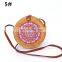 Natural High quality rattan bag with wooden printed centerpieces