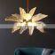 Modern Art Lighting Fixtures Villa Kitchen Island Antiqued Silver Leaf Pendant Lamp Simple Branch Chandelier