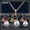 Rose Pearl Jewelry Sets Silver Plated Pendant Neckalce & Earrings set For Women