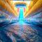 giant inflatable water slide for adults with double lane, large screamer water slide with pool for sale
