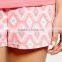 New Style OEM Summer Sexy Short Loose Fit Women 100% Cotton Knitted Red T-shirts and Printed Pink Shorts Pajama Set