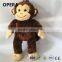 very soft material high quality custom brown plush animal monkey toy doll
