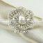 fashionable flower shape crystal metal alloy napkin rings for wedding