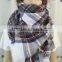 2015 Most Popular Colorful Checked Winter Knit Tartan Blanket Scarf