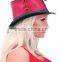 SteamPunk Red Lace Up Black Leather Top Hat w/Pocket
