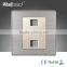 2015 China Hot Sale Wholesaler Wallpad Luxury Wall Light Switch Panel Network Computer Double COM Socket