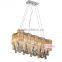 Modern Cheap Rectangle Crystal Beige Chandelier for High Ceiling