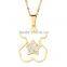 cubic zircon star heart stainless steel lovely bear necklace and earring jewelry set