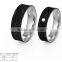 Fashion Wedding 925 Silver Jewelry Ring Black Carbon Fiber Couple Ring With Cubic Zirconia Inlay Ring
