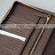 custom handmade pu leather portfolio with zipper