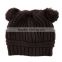 Wool Beanie Winter Pink Knitted Hats With Ball Earflap