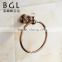 2015news rose gold brass design crystal bathroom accessories round towel ring