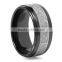 Men's wedding band in black zirconium black titanium ring with simulated stones