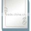 hot selling simple frameless wall engraved patterns bathroom mirror in a low price