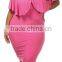 Women's Batwing Sleeve V Neck Solid Bodycon Plus Size Dress
