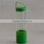 Colorful borosilicate glass water bottle travel bottle with plastic lid silicone sleeve handmade drinking ware 500ml