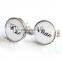 Wedding gift cufflinks, initials monogrammed glass round personalized cufflinks