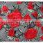In Stock African Big Red Rose Embroidered Dress Fabric Wholesale