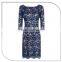 Five Quarter Blue Sleeve Lace Crochet Hem Dress lace material