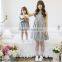 Hot selling wholesale srtipe white flower new model mother daughter matching girl dress