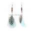 Carnival Jewelry Feather Hoop Earrings for Women,Exaggerated Handmade Beaded Earrings
