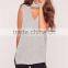 Plain Sleeveless Women Knitwear Sweater With Split Hem Choker Neck Chunky Tunic Grey
