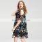 Top quality new fashion summer for women round-collar printed floral strapless dress