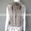 Real rabbit fur knitted weaven pattern fur vest/gilet