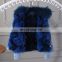 Royal blue big raccoon fur collar parka high quality fox fur liner parka