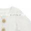 2020 wholesale white ribbed strip kid dress baby long sleeve and buttons design newborn baby dress model for toddlers