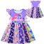 Kids Girls Cartoon Princess Dress Flutter Sleeve Dress Toddler Girls Boutique Milk Silk Unicorn Dress  Summer Clothes
