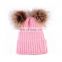 Dual Ball Knitted Baby Caps Boys Girls Toddler Crochet Beanie Hairball Ear Baby Hat Cute Children Caps