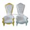 cheap high quality luxury high back royal red white fabric king throne gold wedding chair metal hotel chairs