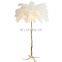 Modern Copper White Green Black Pink Blue Luxury Standing Feather Lamp Ostrich Feather Floor Lamp