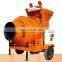 Concrete mixer drum machine with lift ladder An elevating concrete mixer for construction