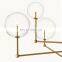 American Design Modern Brass Glass Globe Mobile THREE-Arm Chandelier for Living Room Restaurant Bar Hotel Home Decorative