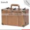 Professional classic golden pvc leather portable rolling makeup vanity case with mirror