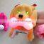Walking braking led eye plush dog plush toys with bone