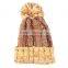 Popular Knitted Women Custom Patch Winter Beanies Hat With Pom Pom