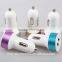 Hot Selling Colorful Dual Usb Output 2.1A Fast Charging Custom Logo Printing Circular Shape Auto Usb Car Charger
