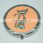 Metal cat new style round pocket cosmetic mirror