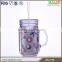Plastic mason jars acrylic tumbler manufacturers with handle and straw