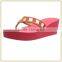 Top quality new design eva wedge flip flop canvas pu upper sandals