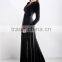 Long sleeve velvet evening dress black velvet evening dress for women velvet evening dress 2014