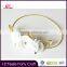 White Golden Baptism Flower Headband For Kids